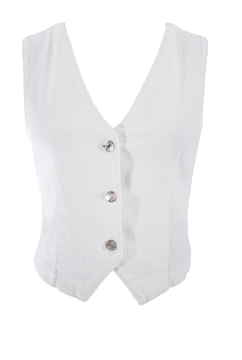 Forever 21 Stretch Denim Vest - white - Bonton