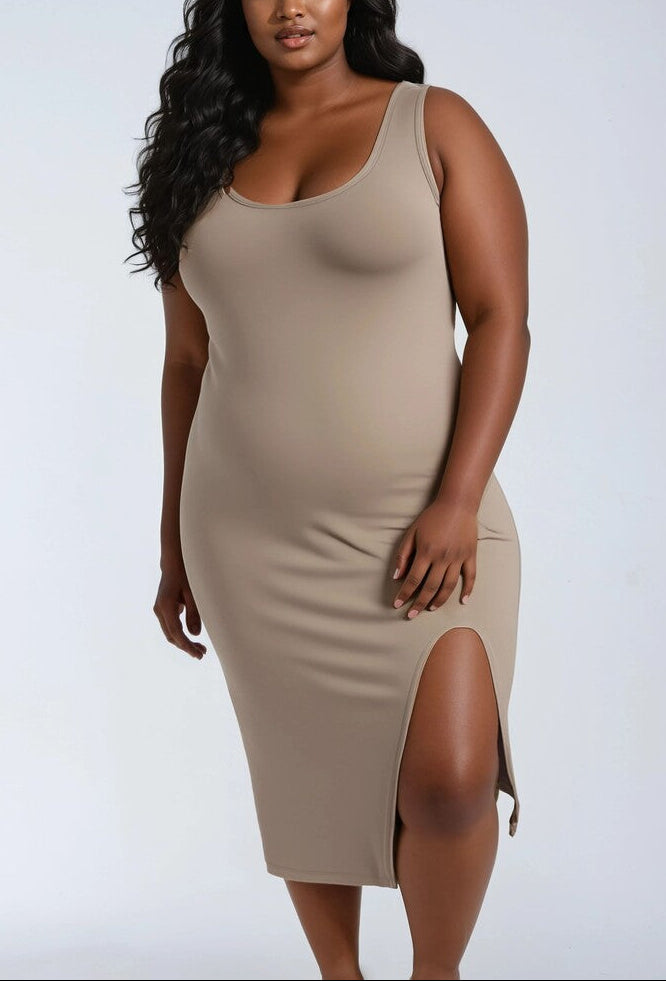  Forever 21 Plus Size Sleeveless Midi Dress - cream - Bonton