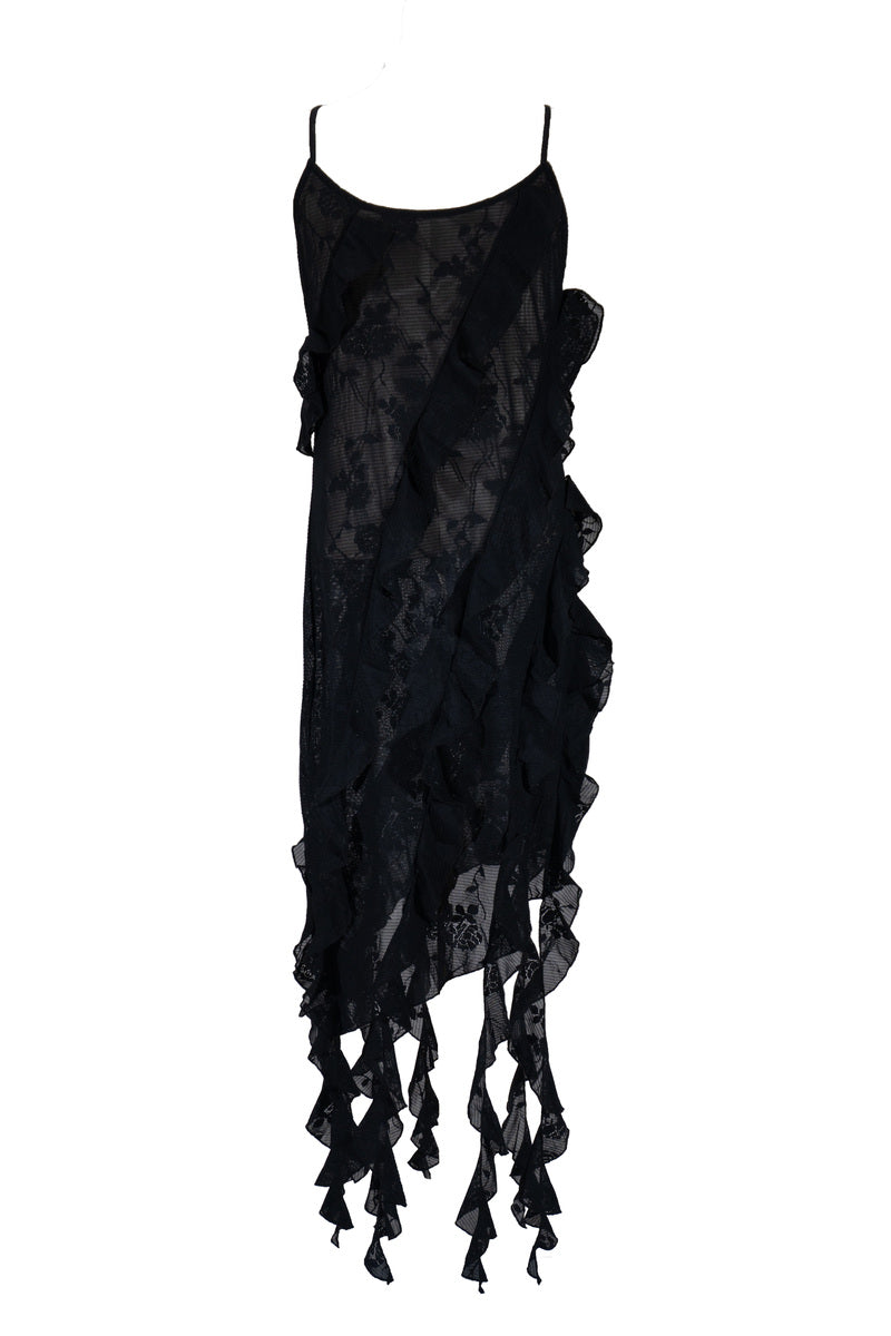  Forever 21 Plus Size Cascading Ruffle Dress - black - Bonton