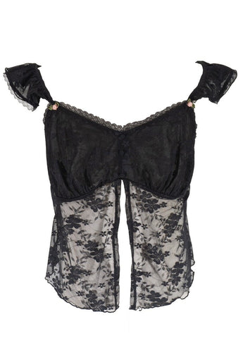 Plus Size Sheer Cap-Sleeve Lace-Trim Top