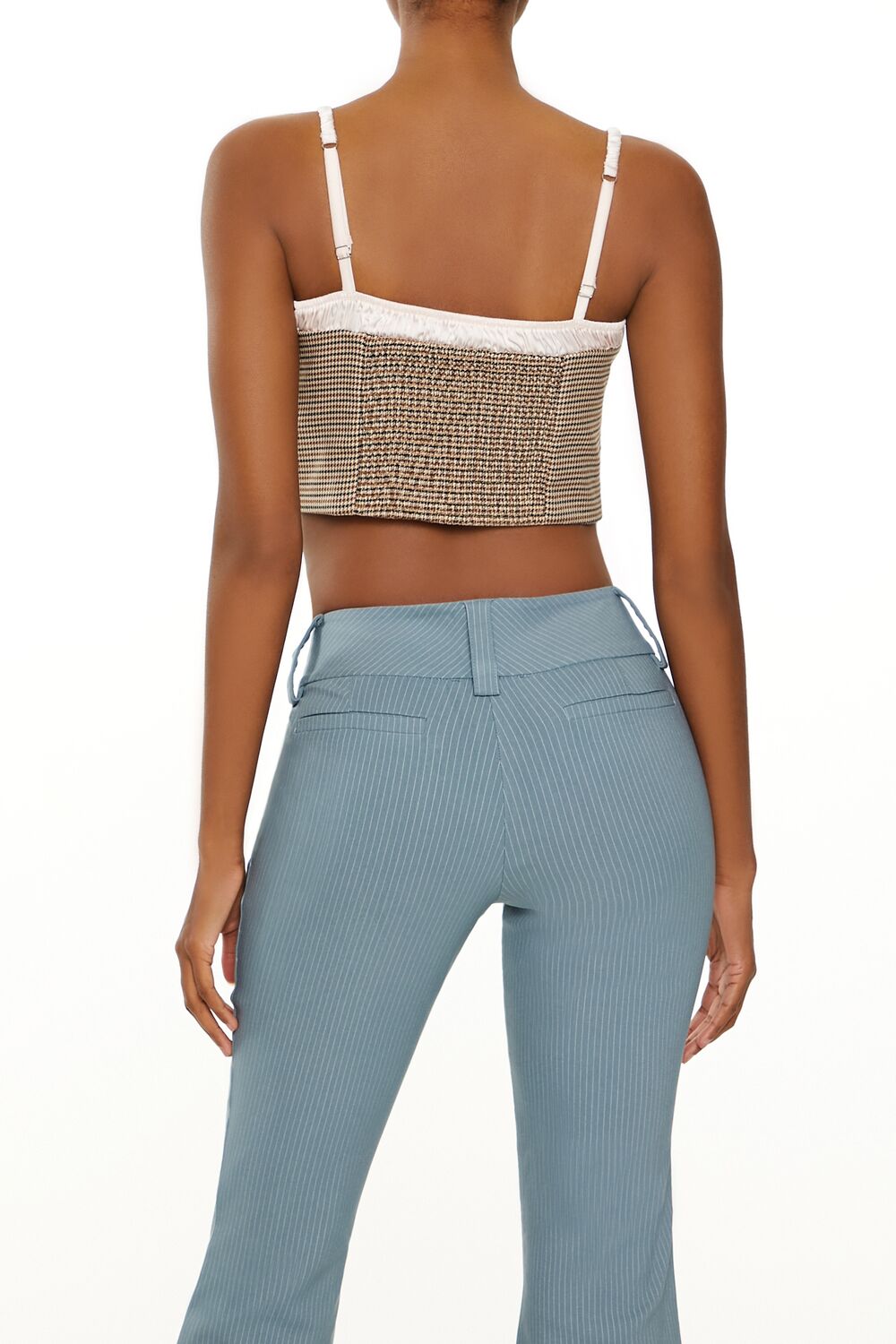  Forever 21 Houndstooth Cropped Bustier Cami - brown multi - Bonton