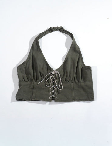 Plus Size Lace-Up Halter Top