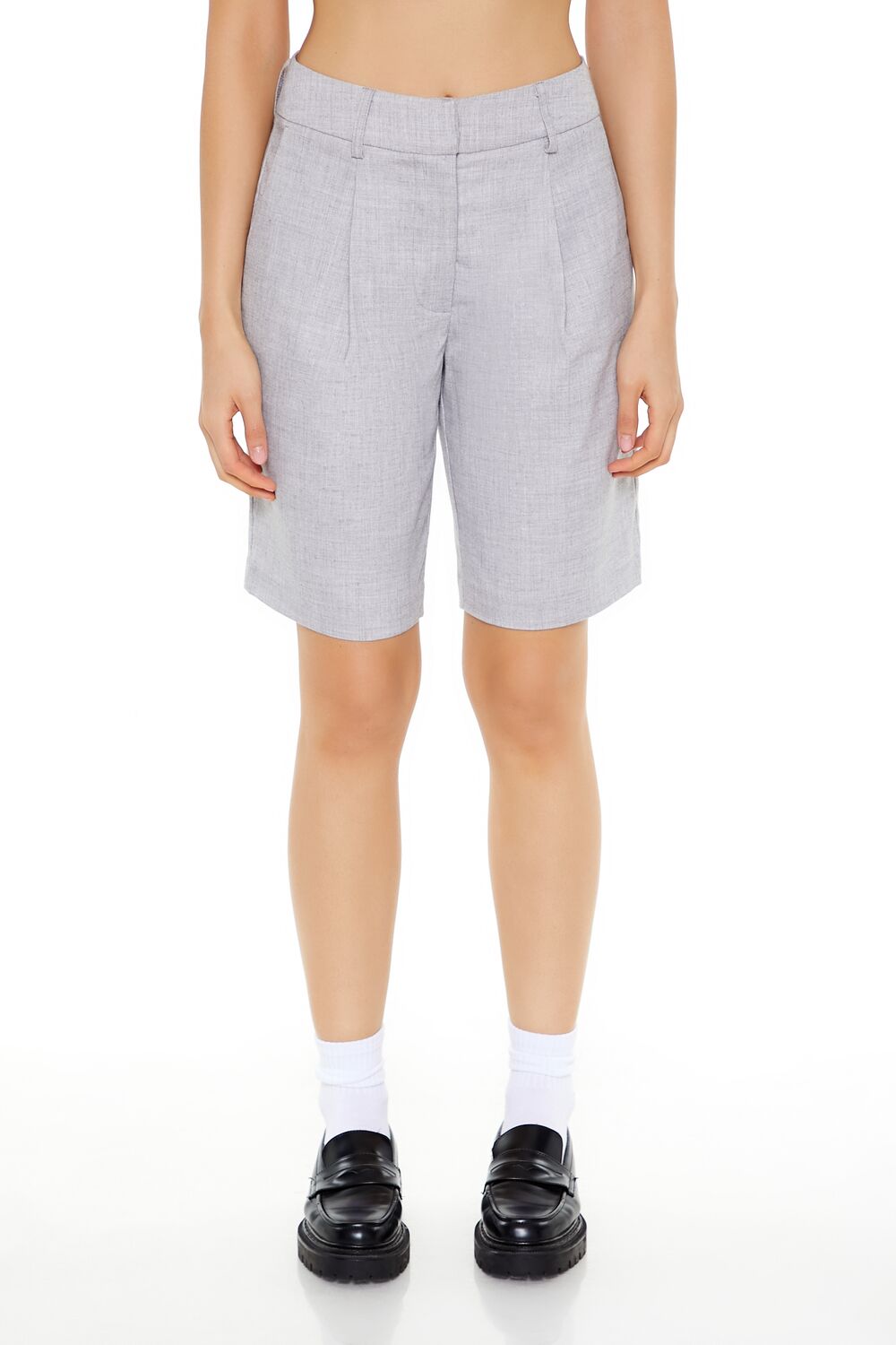  Forever 21 High-Rise Bermuda Trouser Shorts - grey - Bonton