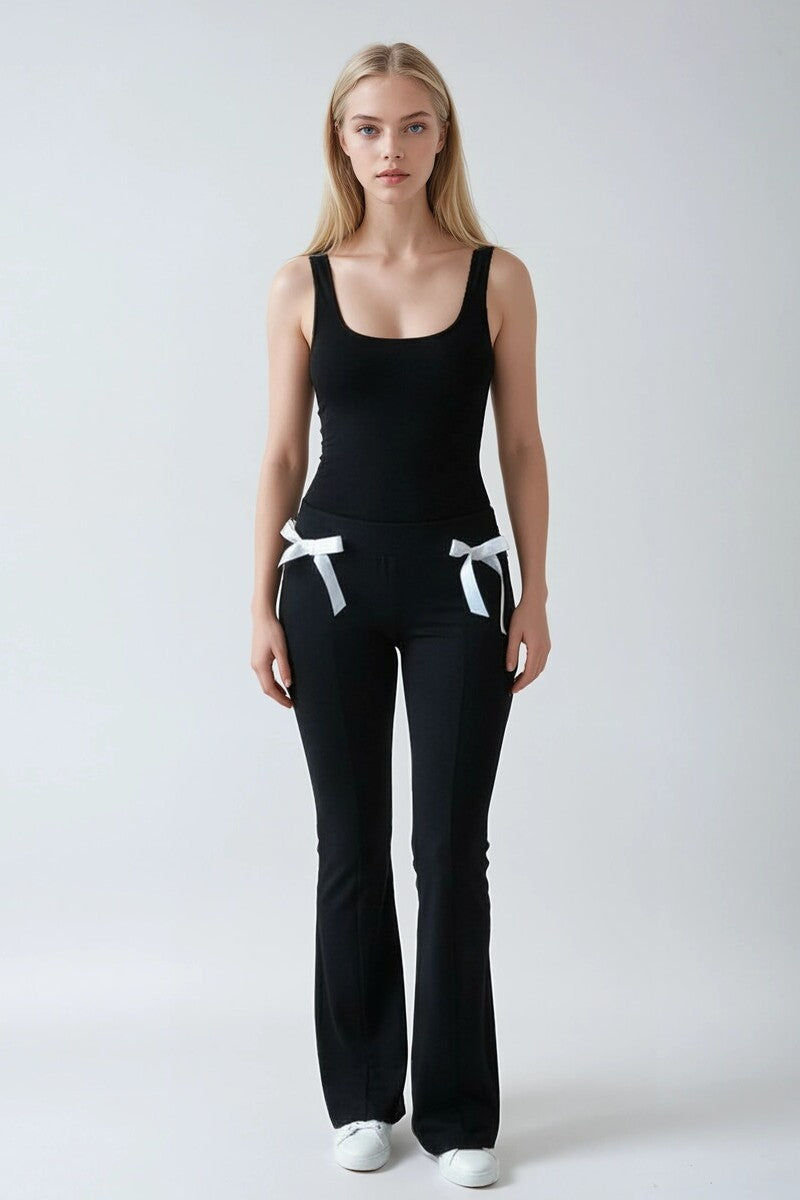  Forever 21 Bow-Accent Leggings - black - Bonton