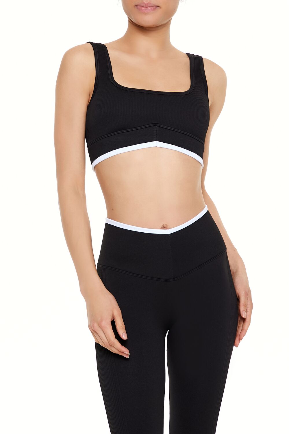  Forever 21 Seamless Two-Tone Sports Bra - black white - Bonton