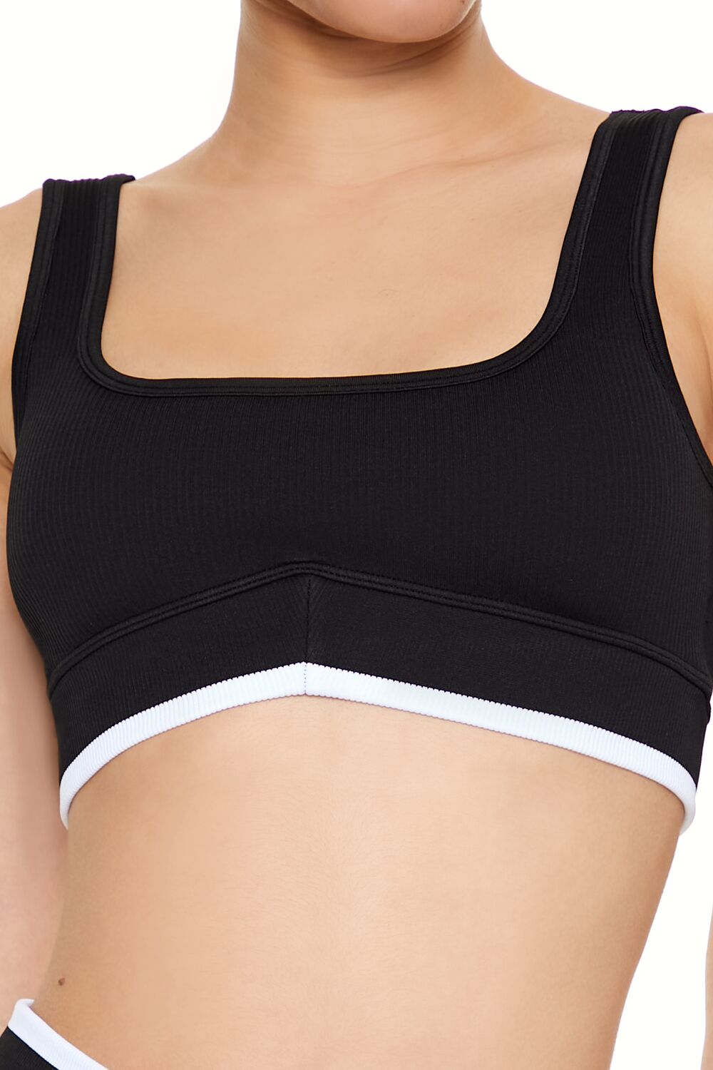 Forever 21 Seamless Two-Tone Sports Bra - black white - Bonton