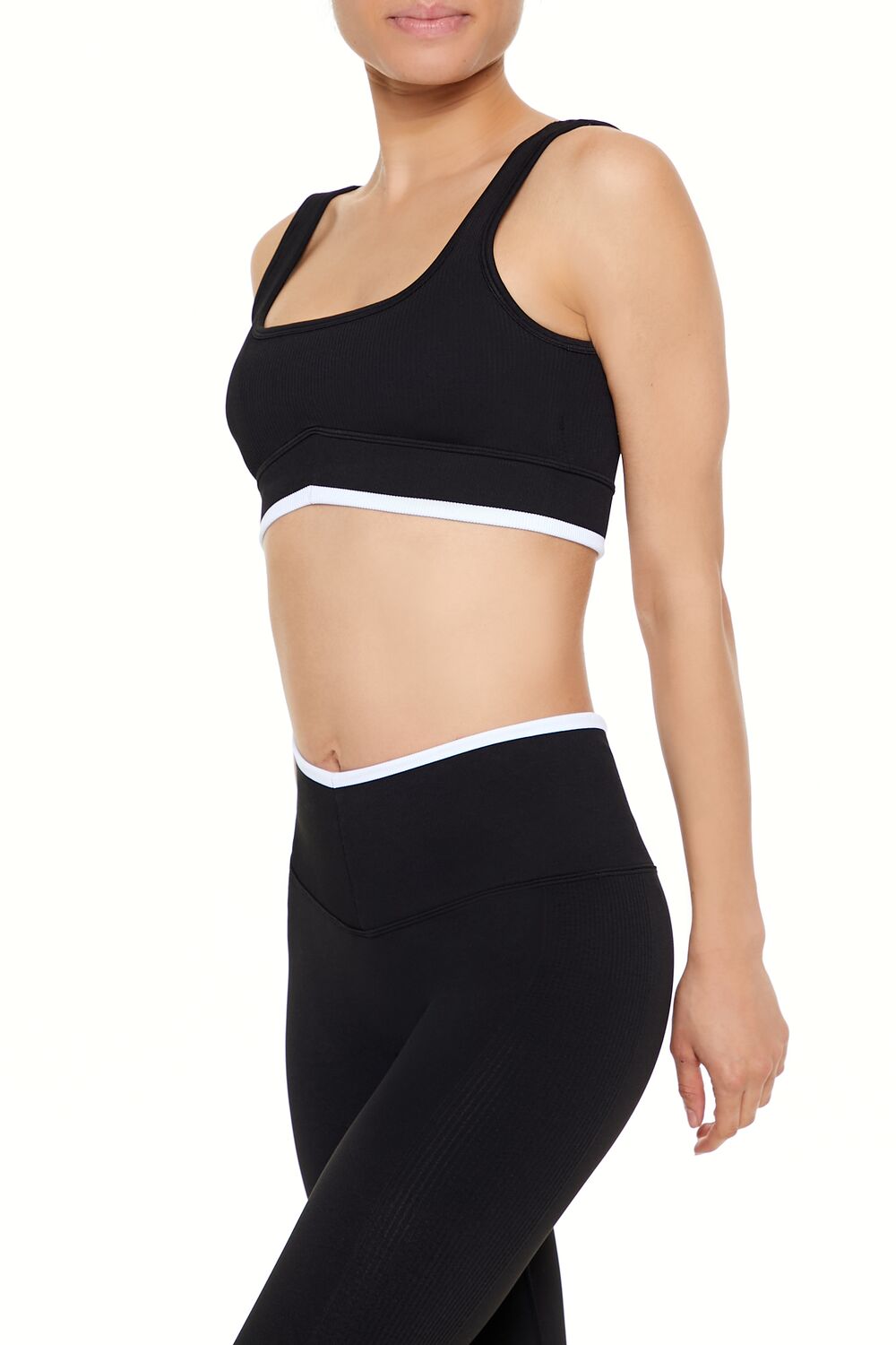  Forever 21 Seamless Two-Tone Sports Bra - black white - Bonton