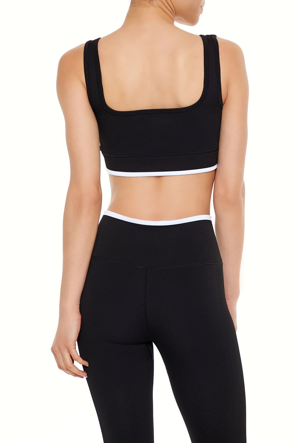  Forever 21 Seamless Two-Tone Sports Bra - black white - Bonton