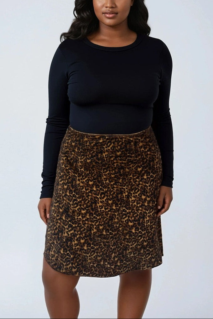  Forever 21 Plus Size Leopard Print Midi Skirt - brown-multi - Bonton