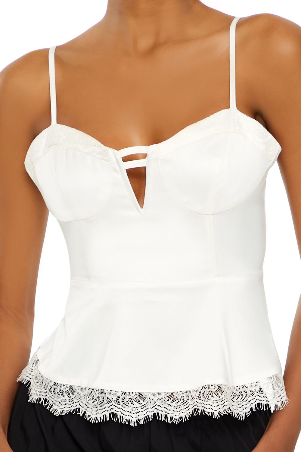  Forever 21 Satin Sweetheart Flounce Cami - black - Bonton