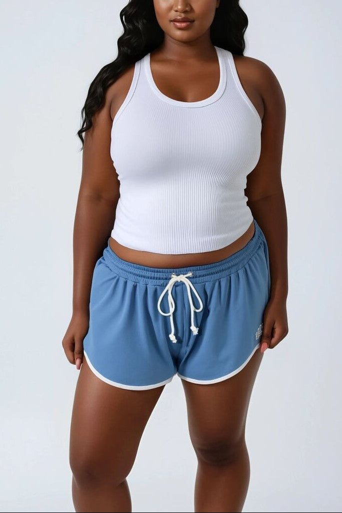  Forever 21 Plus Size Brooklyn Graphic Shorts - blue-multi - Bonton