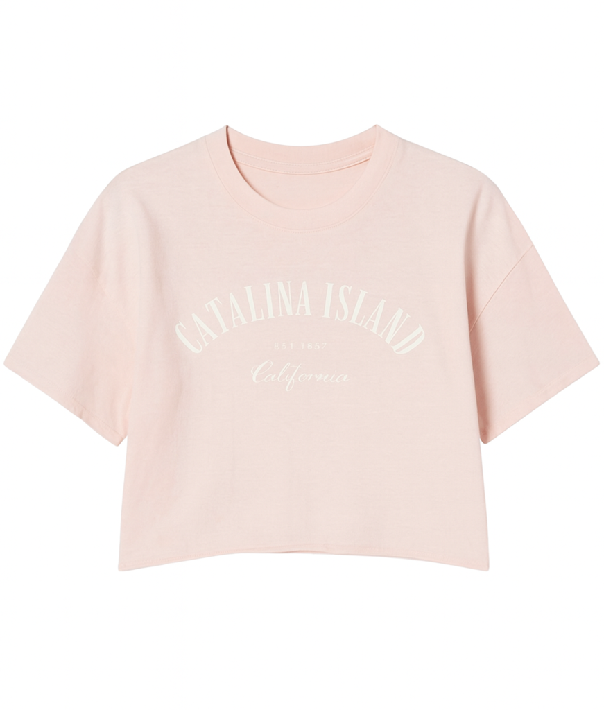  Forever 21 Catalina Island Boxy Cropped Tee - sandy pink - Bonton