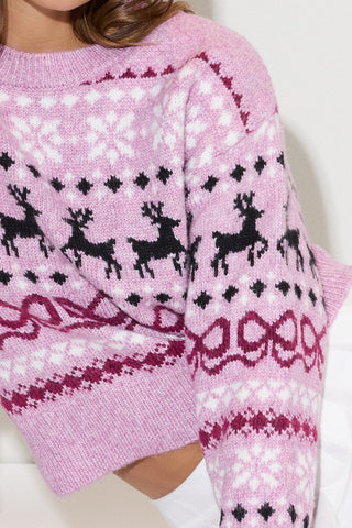 Fair Isle Reindeer Jacquard Sweater