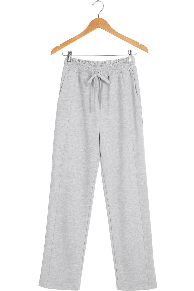  Forever 21 Wide-Leg Scuba Sweatpants - heather-grey - Bonton