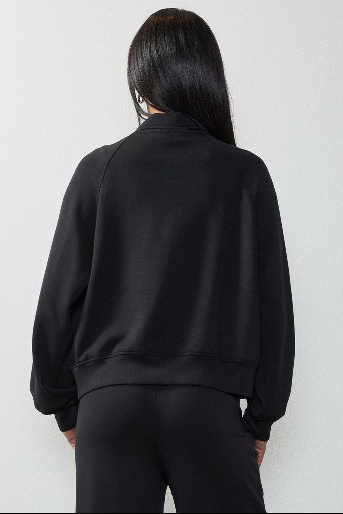  Forever 21 Scuba Zip-Front Jacket - black - Bonton