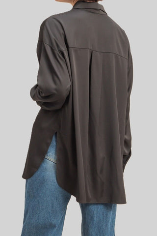 Oversized Satin Button-Up Shirt
