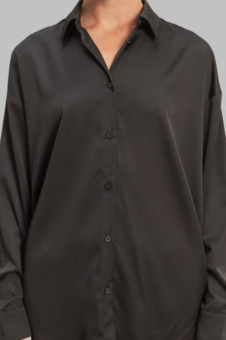 Oversized Satin Button-Up Shirt
