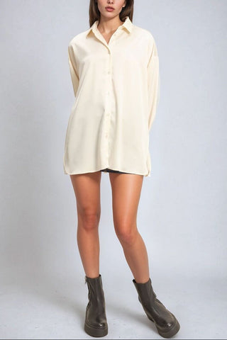 Oversized Satin Button-Up Shirt