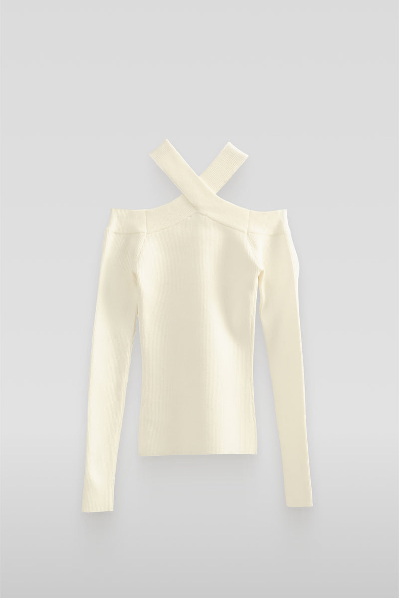  Forever 21 Ribbed Off-The-Shoulder Halter Sweater-Knit Top - brown - Bonton