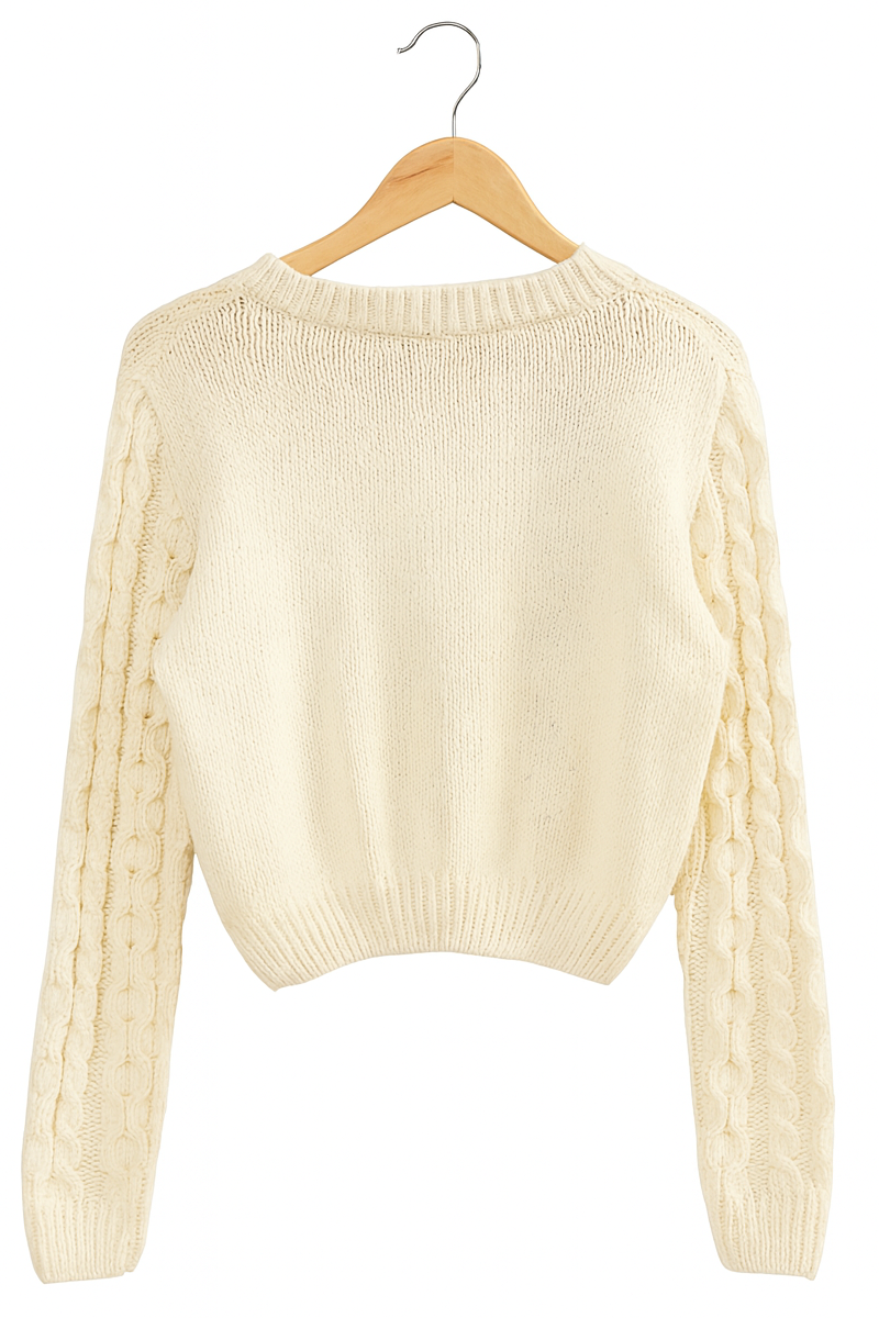  Forever 21 Cable Knit Sweater - ivory - Bonton
