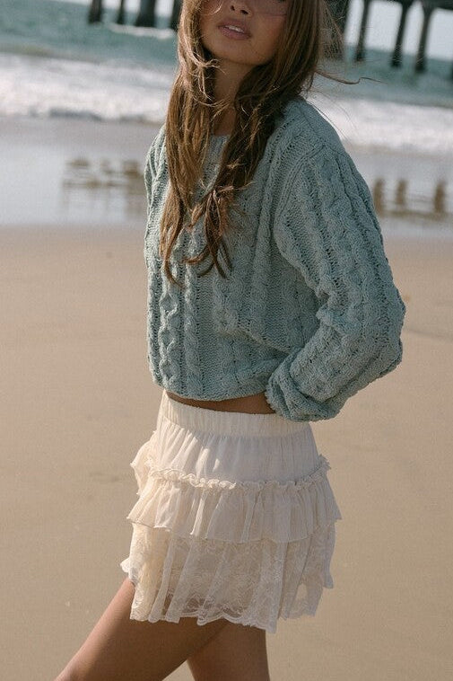  Forever 21 Cable Knit Sweater - ivory - Bonton