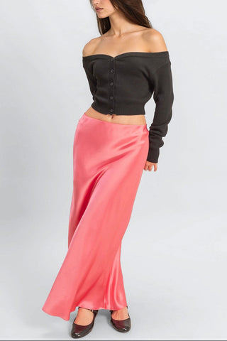 Off-The-Shoulder Cropped Button-Front Sweater