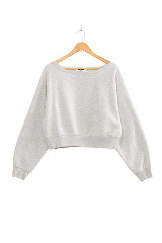 Off-The-Shoulder Cropped Fleece Pullover