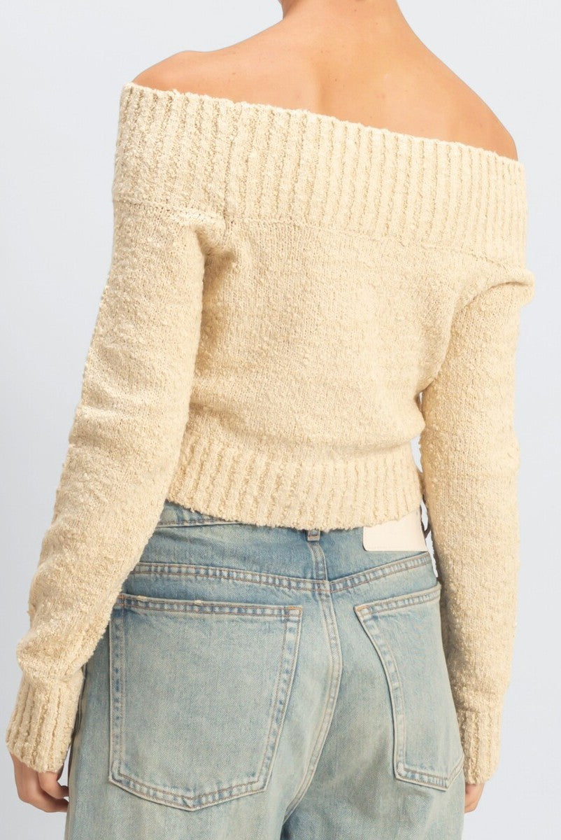  Forever 21 Cropped Off-The-Shoulder Sweater - beige - Bonton