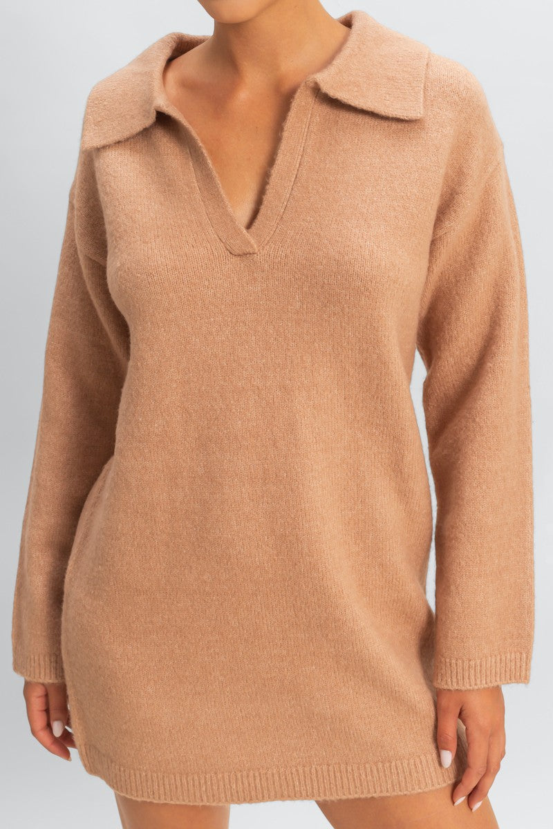  Forever 21 Collared Sweater Dress - taupe - Bonton