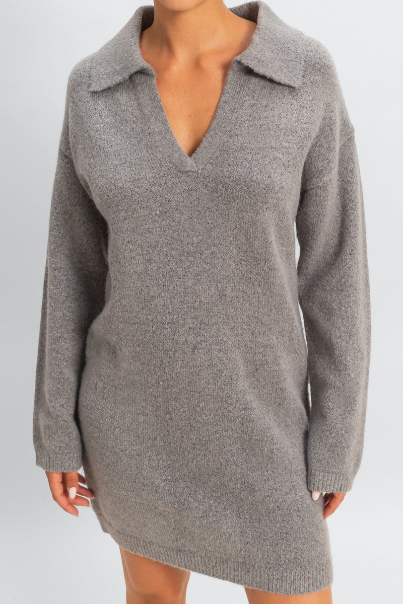  Forever 21 Collared Sweater Dress - taupe - Bonton