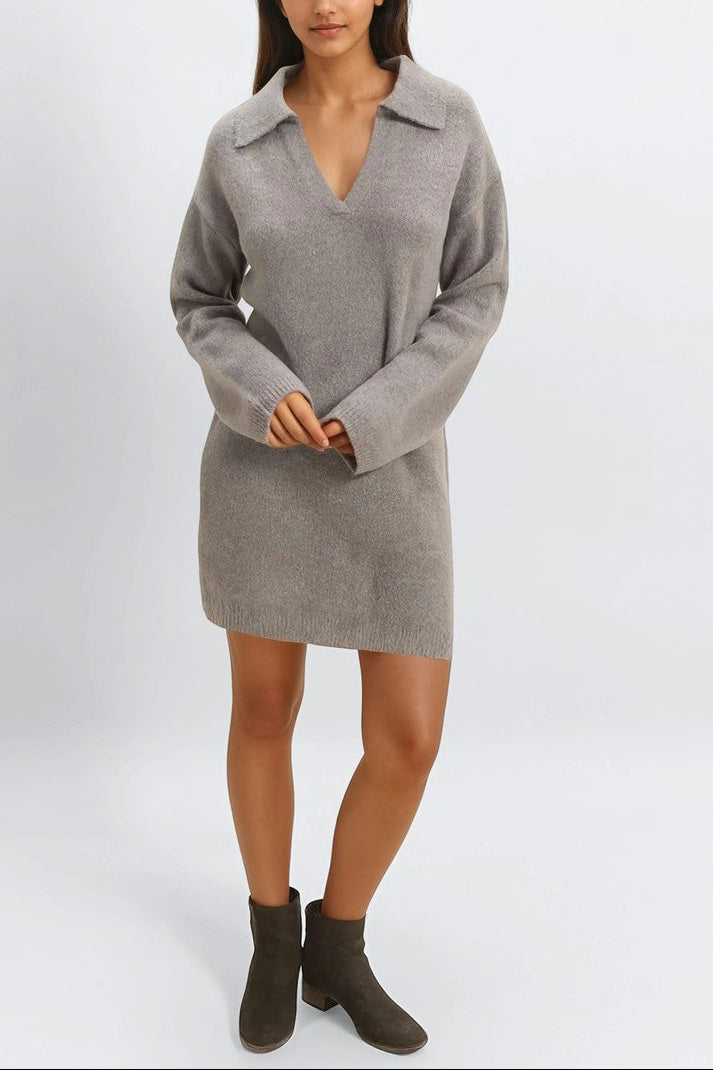  Forever 21 Collared Sweater Dress - taupe - Bonton