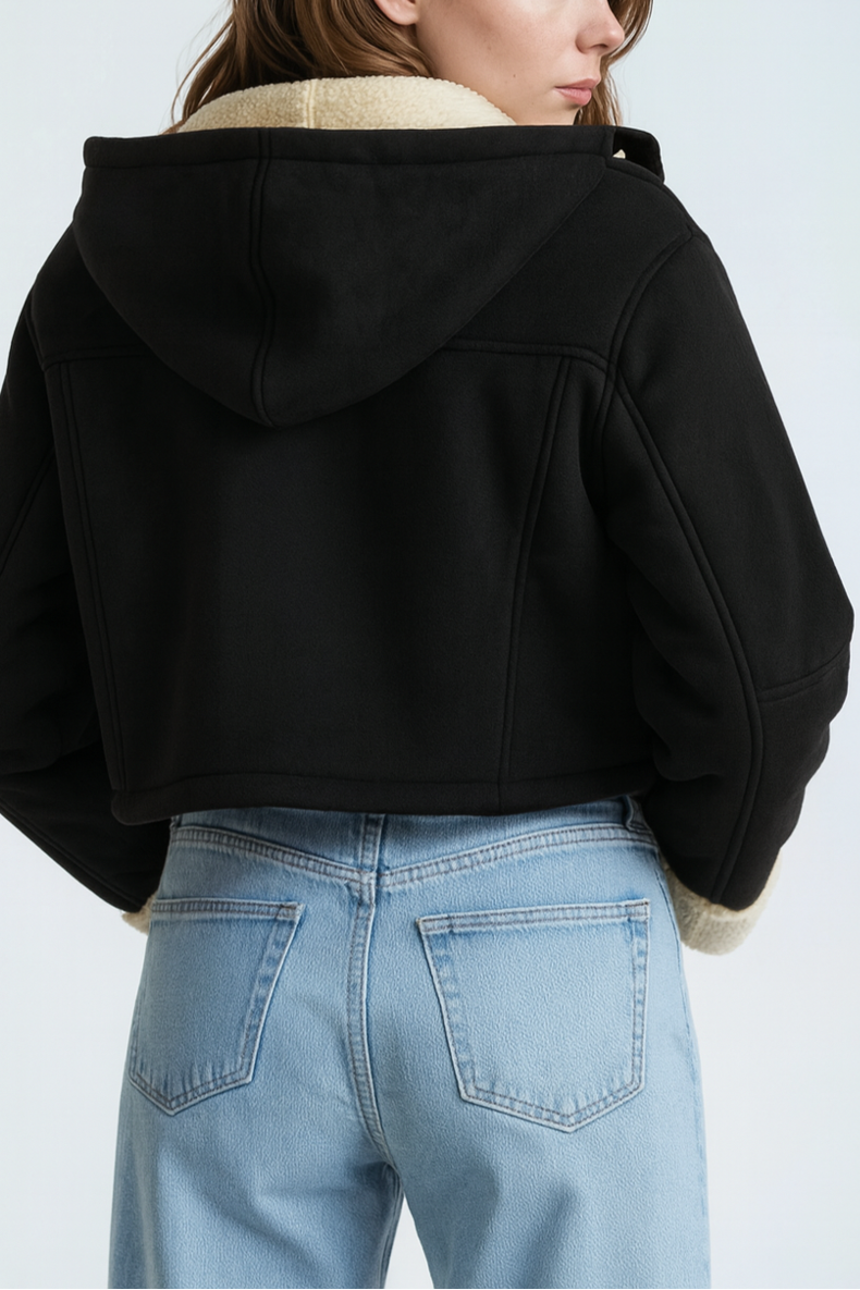  Forever 21 Faux Suede Cropped Hooded Jacket - chestnut - Bonton