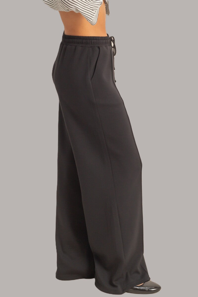  Forever 21 Straight-Leg Scuba Pintucked Sweatpants - black - Bonton