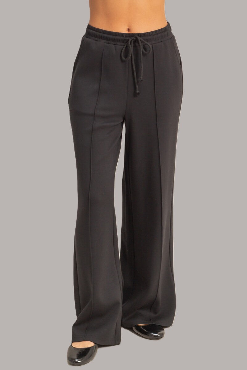  Forever 21 Straight-Leg Scuba Pintucked Sweatpants - black - Bonton