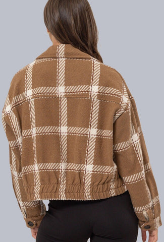 Plaid Double-Breasted Cropped Jacket