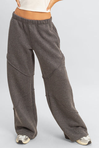 Exposed-Seam Wide-Leg Joggers