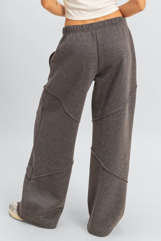 Exposed-Seam Wide-Leg Joggers