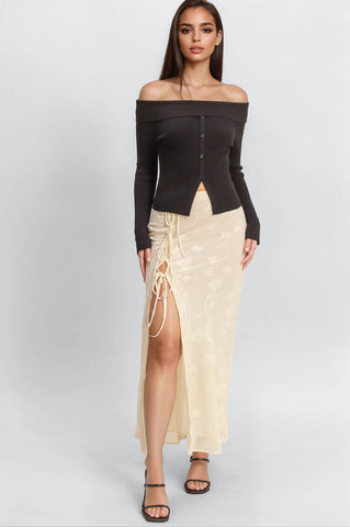 Ribbed Off-The-Shoulder Sweater-Knit Top