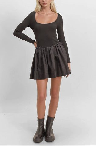 Scoop-Neck Mini Skater Dress