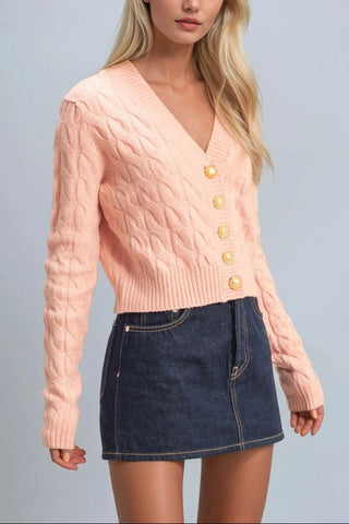 Cable Knit Cardigan Sweater