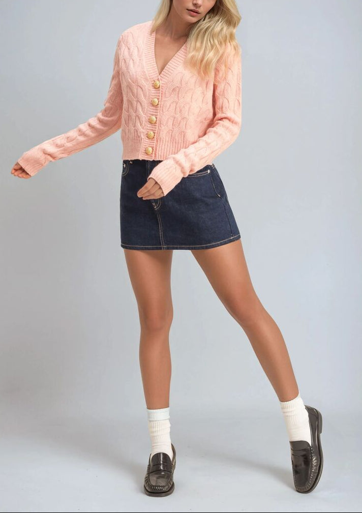  Forever 21 Cable Knit Cardigan Sweater - light blue - Bonton