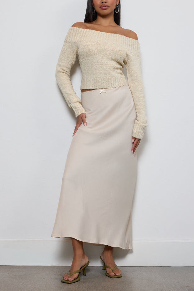  Forever 21 Satin A-Line Maxi Skirt - champagne - Bonton