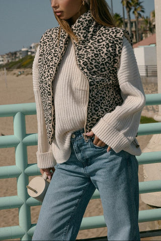 Leopard Print Zip-Front Vest