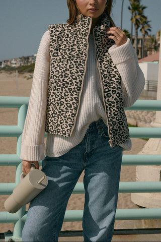 Leopard Print Zip-Front Vest