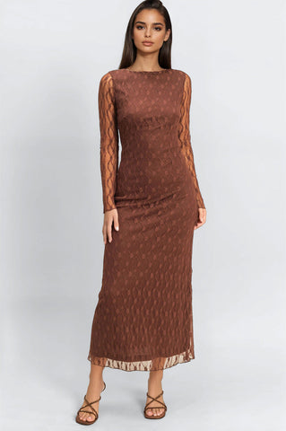 Semi-Sheer Lace Bodycon Maxi Dress