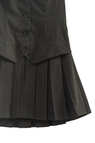 Vested Pleat-Skirt Mini Dress