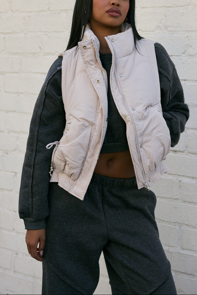  Forever 21 Quilted Puffer Vest - stone - Bonton