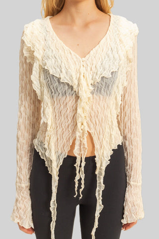 Textured Ruffled Lace Top