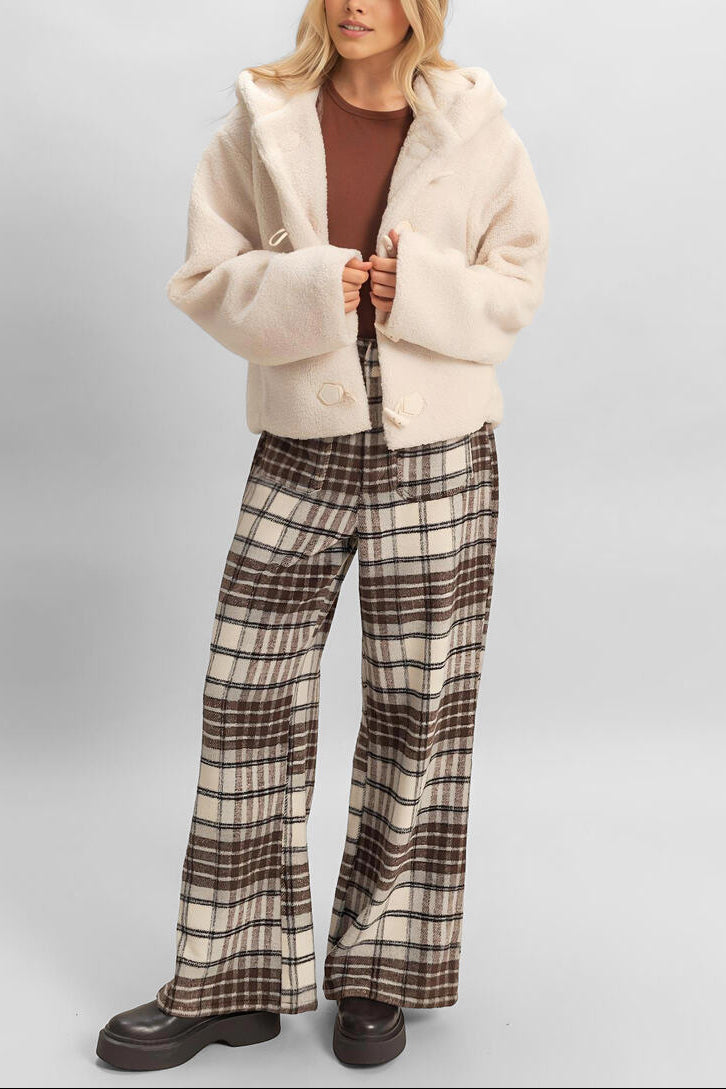  Forever 21 Hooded Sherpa Toggle Jacket - cream - Bonton