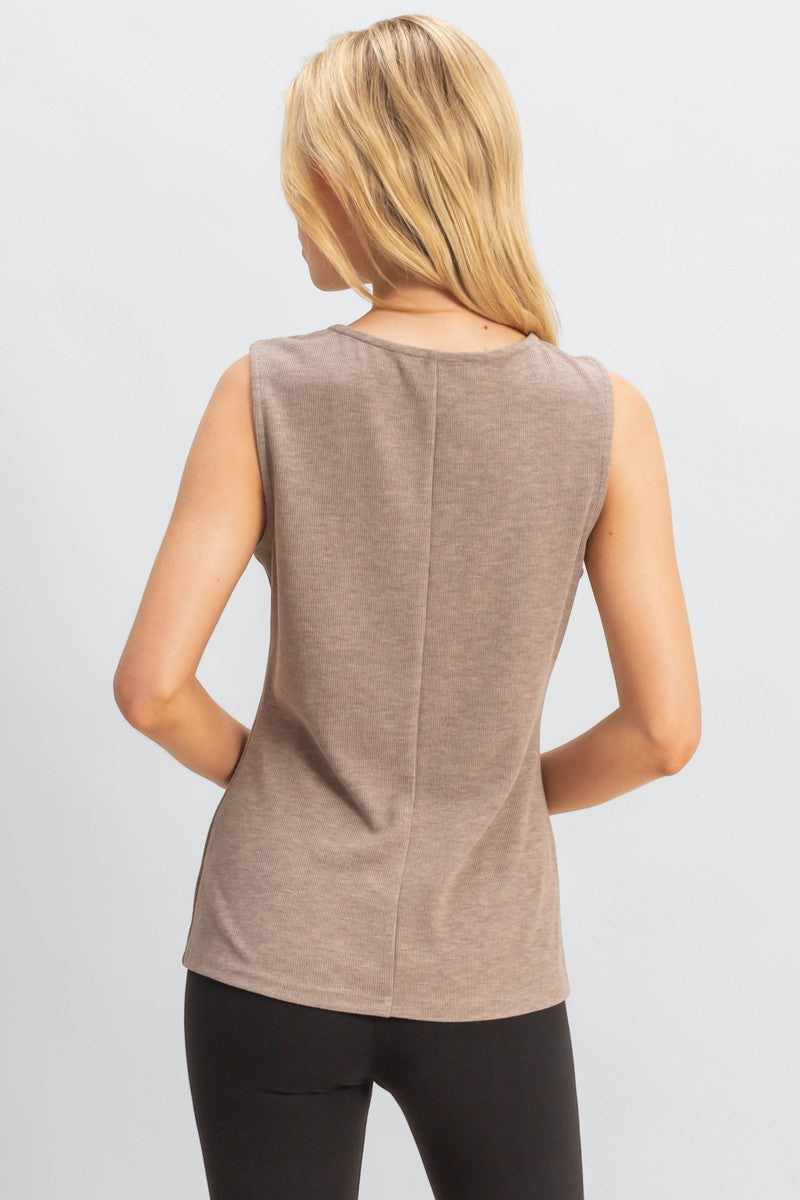  Forever 21 Rib-Knit Button-Front Sleeveless Top - taupe - Bonton